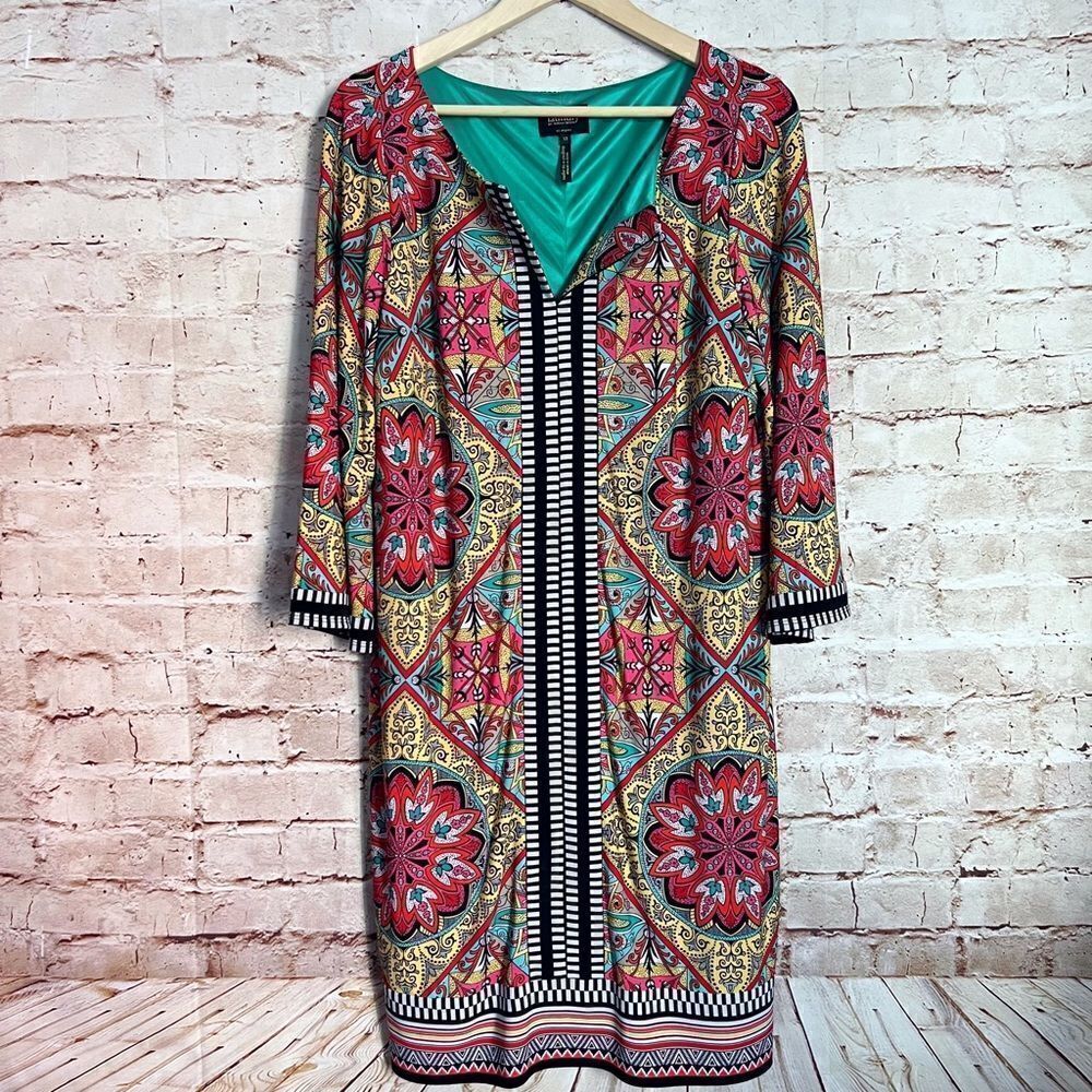 Laundry Shelli Segal floral medallion jersey dress